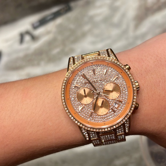 Michael Kors-Ritz Pavé Rose Gold-Tone Watch